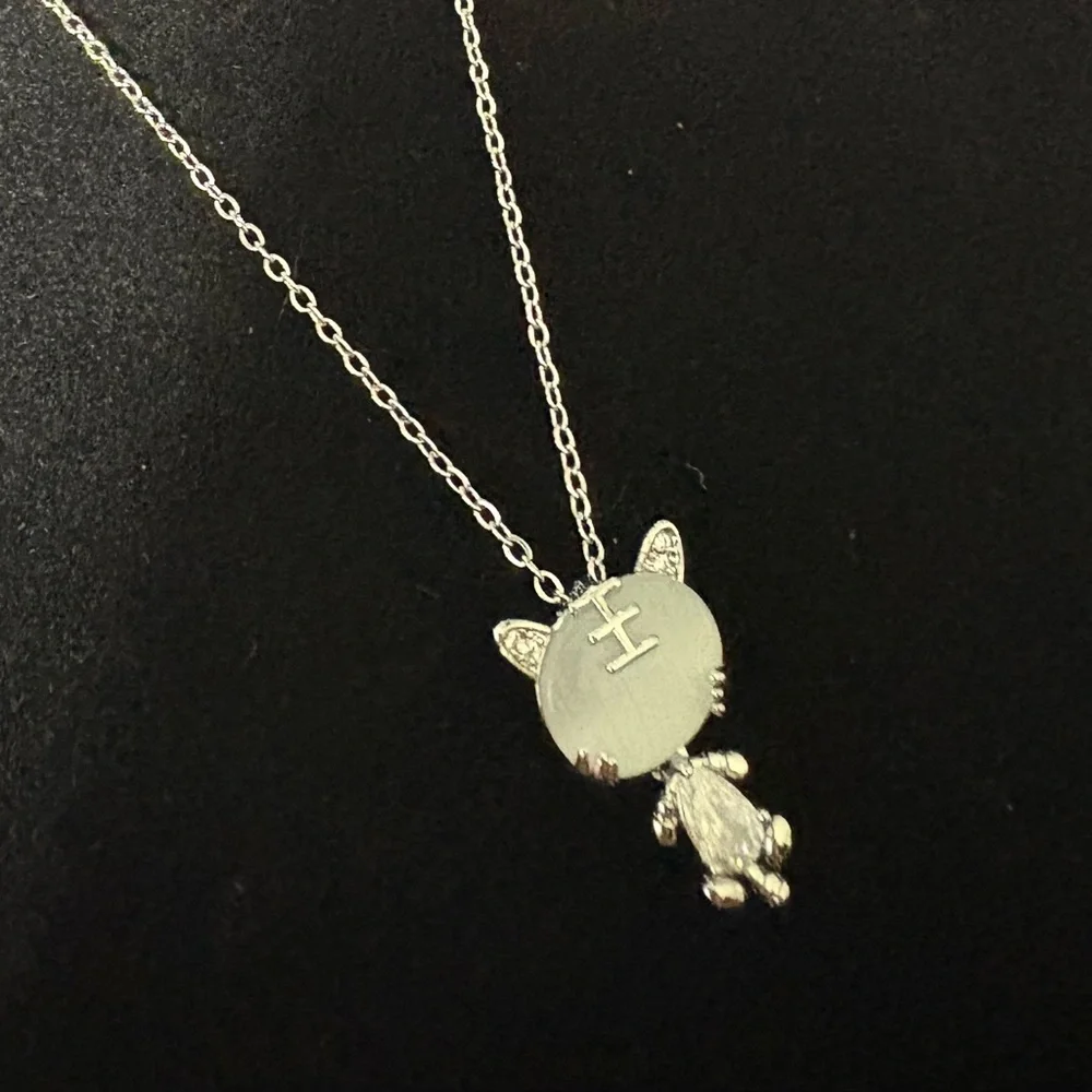 Cat Pendant Necklace – Cute Silver Cat Jewelry with Crystal Accents,